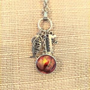 Handcrafted Snap Pour Painted Charm Sweater Length Necklace